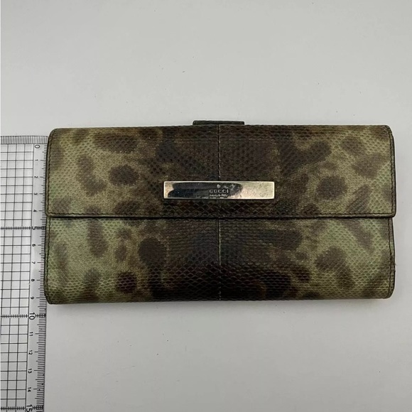 SALE Gucci Wallet Reptile Snake Skin Brown Neutral All Leather Gold Hardware - Picture 15 of 16